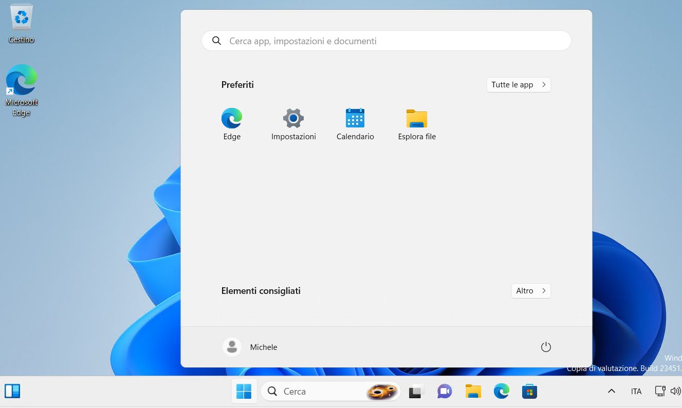 Installare Windows 11 senza bloatware: menu Start pulito