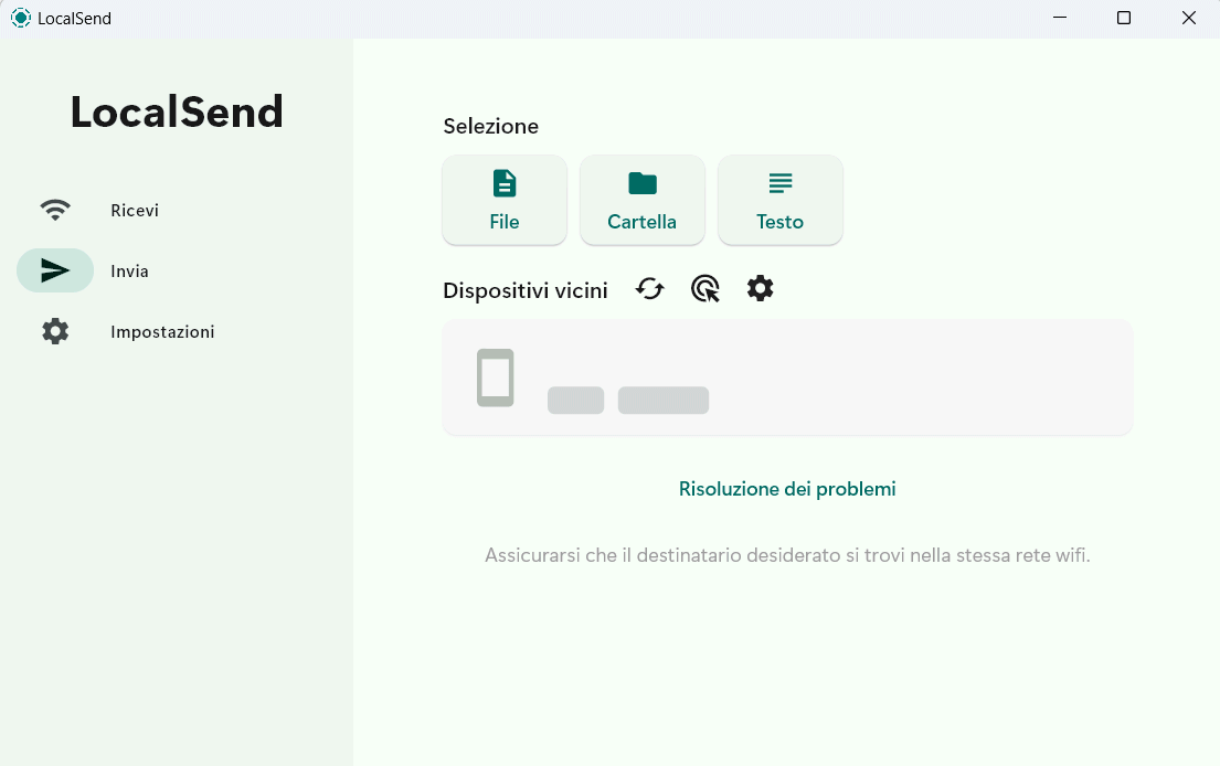 Invio file in rete locale con LocalSend