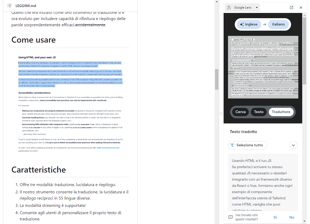 Traduzione testo immagini con Chrome e Lens