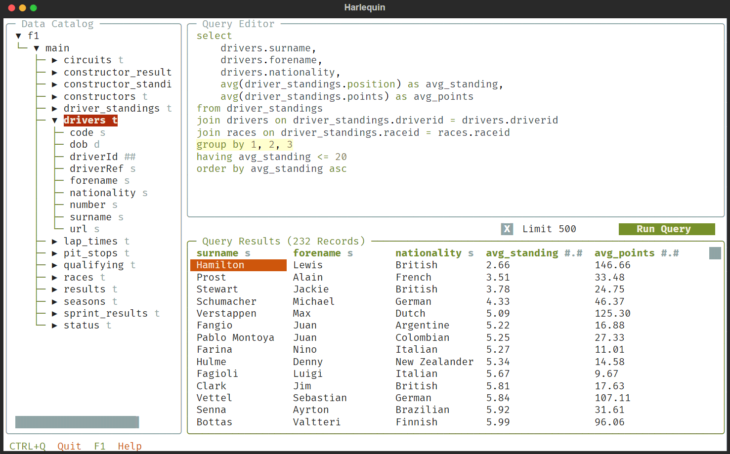 Query SQL su database DuckDB
