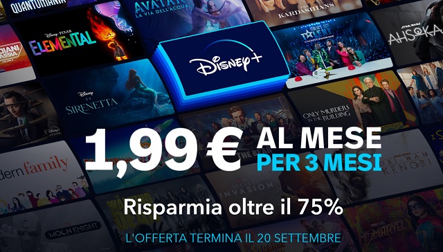 disney plus offerta 1,99 euro al mese