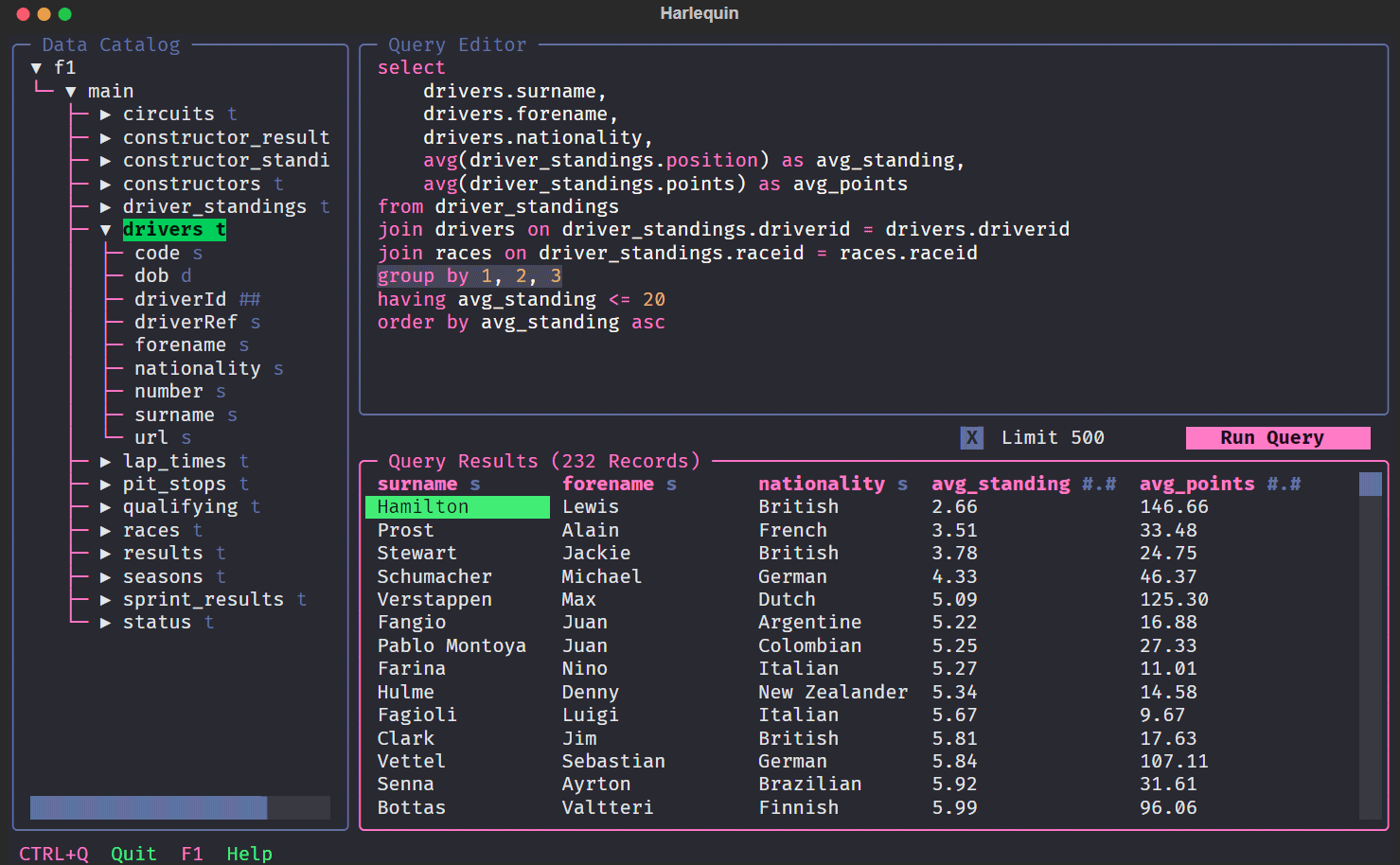 Aprire DuckDB database con Harlequin