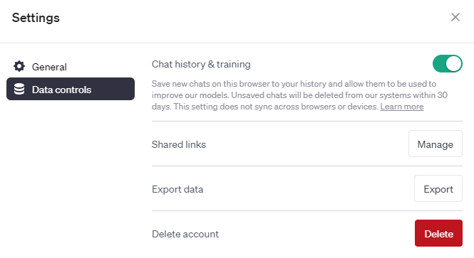 Esportare contenuto chat ChatGPT