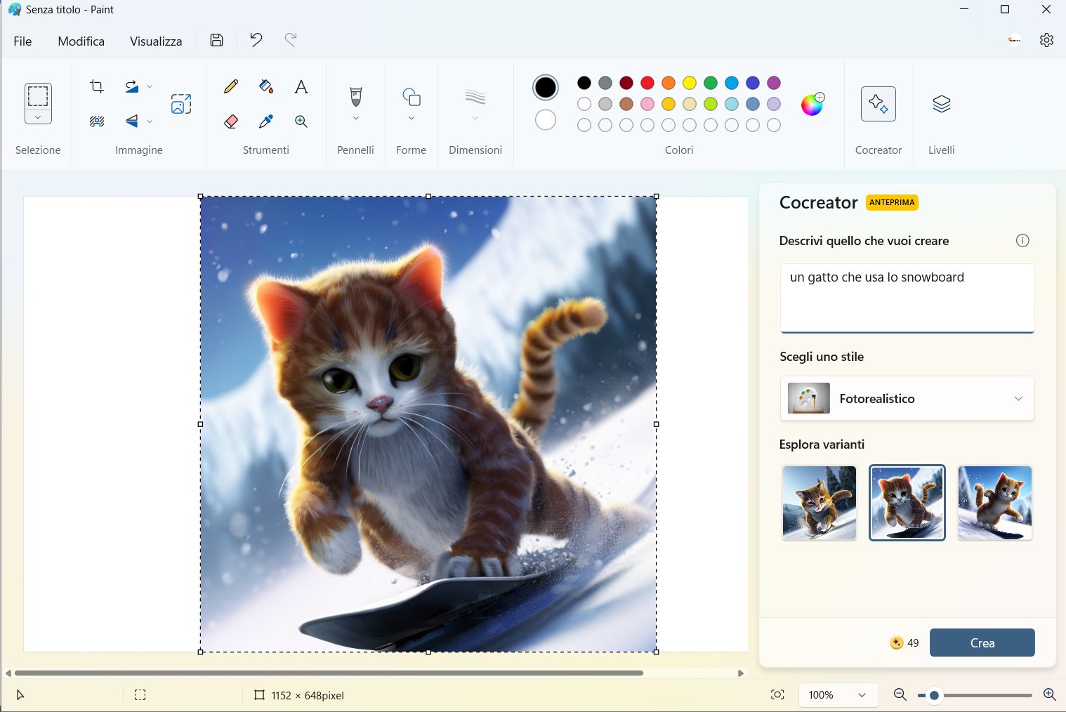Generazione immagini con l'intelligenza artificiale e Windows 11