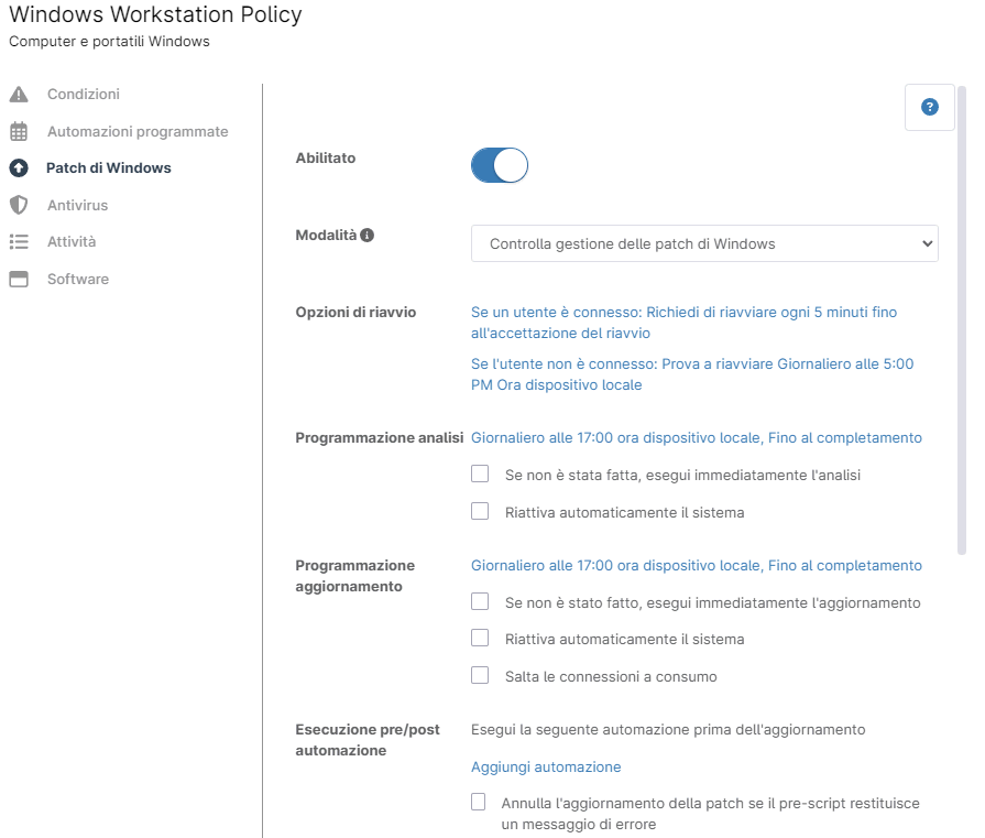 Gestione centralizzata patch Windows