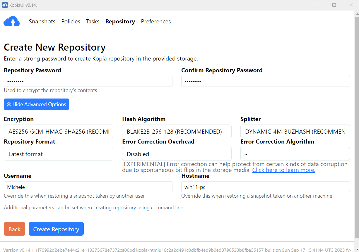 Creazione repository Kopia