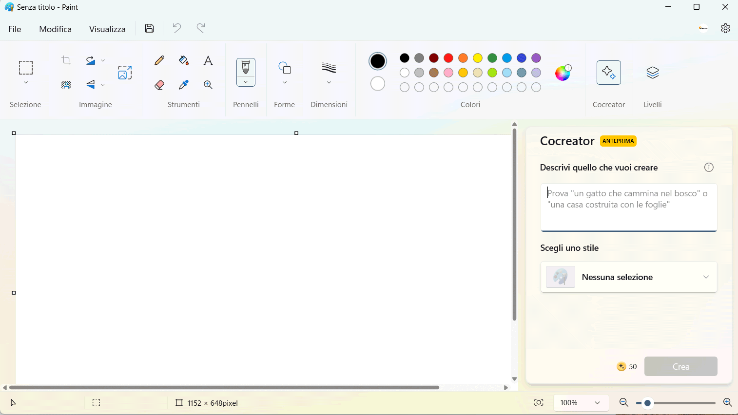 Paint Cocreator: generare immagini con l'IA