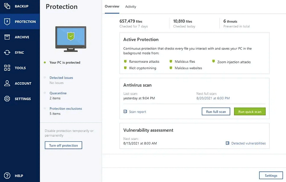 Protezione backup Acronis ransomware