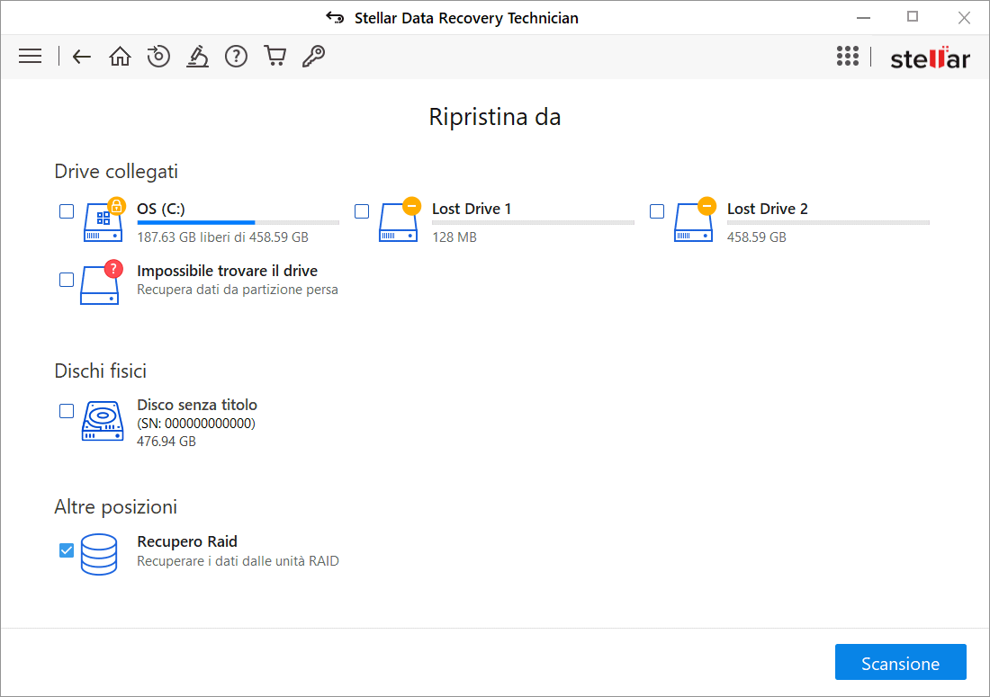 Recupero RAID e ripristino array