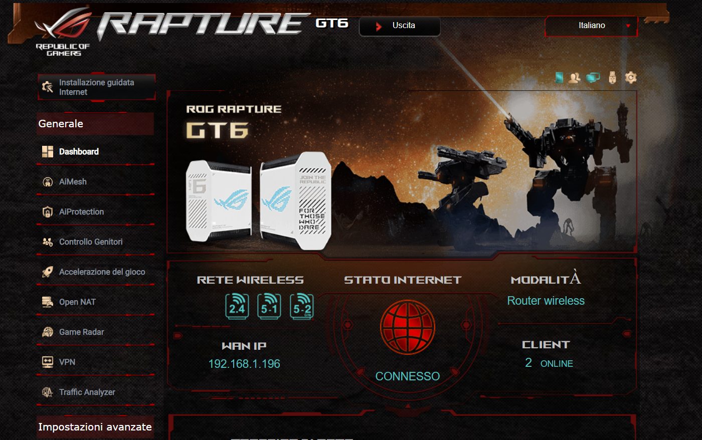Rapture GT6: router WiFi mesh gaming
