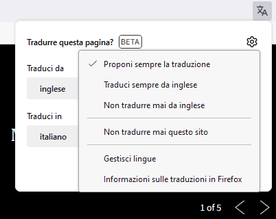 Tradurre pagine Web con Firefox