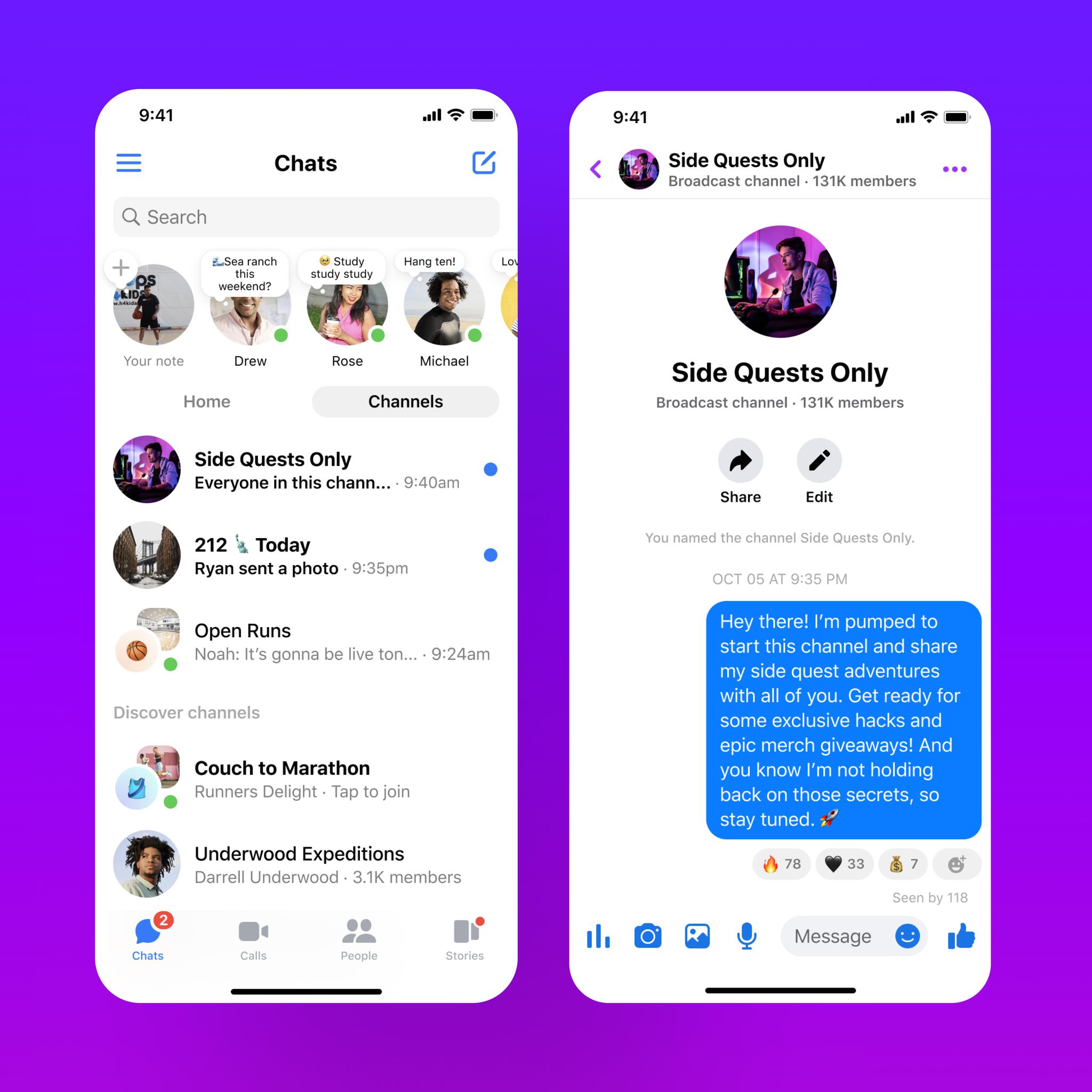 Canali Facebook e Messenger - Screenshot
