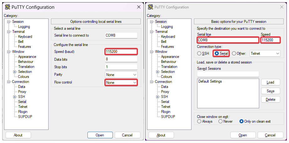 Aggiornare firmware telecamera IP con PuTTY