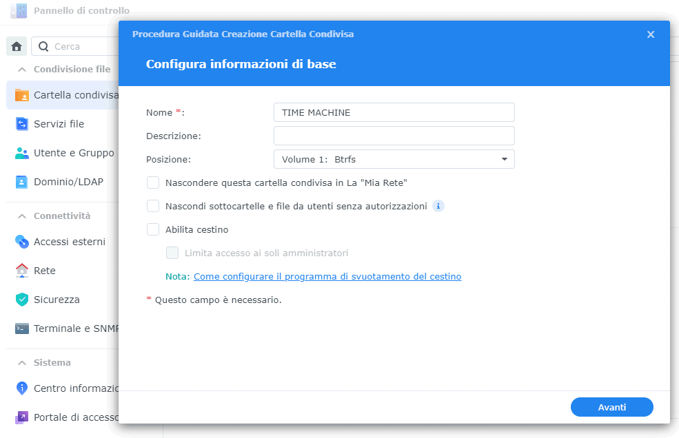 Backup Mac con Time Machine su NAS Synology