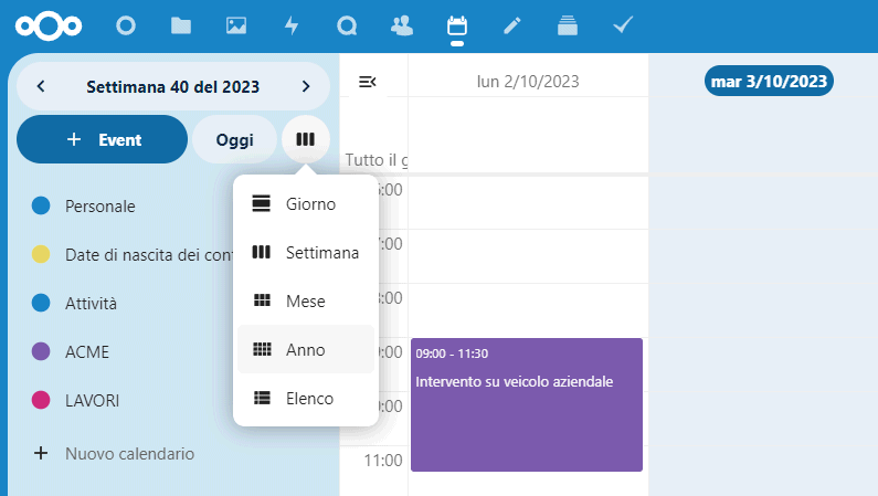 Calendario appuntamenti Nextcloud