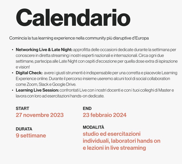 Calendario del Master