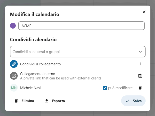 Condivisione calendario Nextcloud