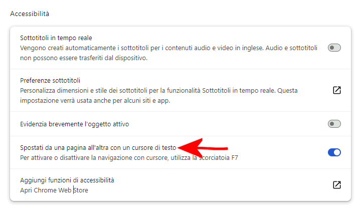 Cursore lampeggiante Chrome