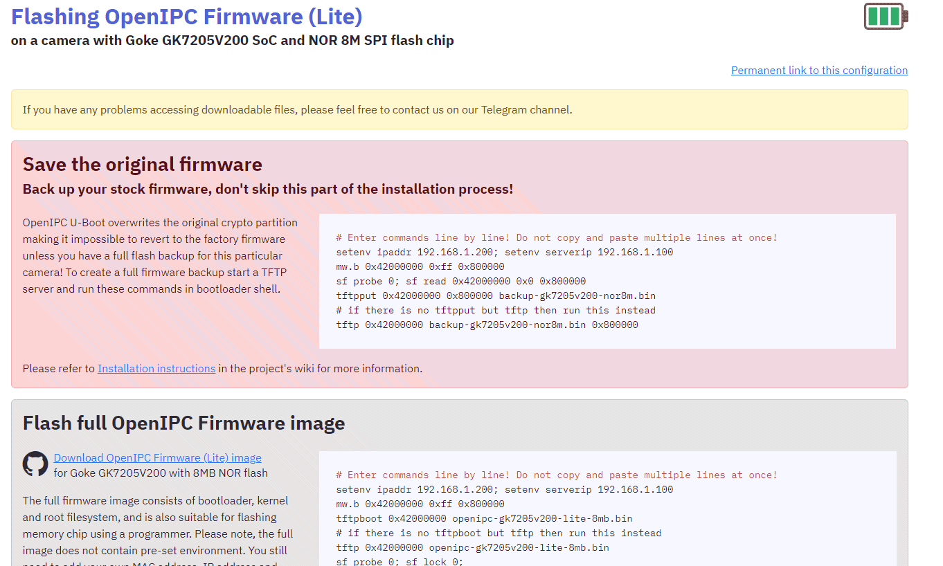 Istruzioni aggiornamento firmware telecamera