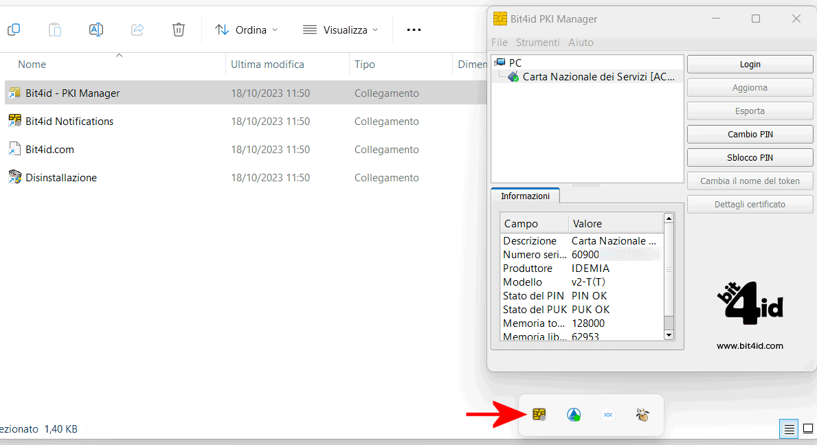 Lettura dati smart card Bit4id