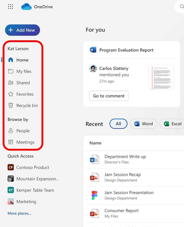 Nuova interfaccia OneDrive