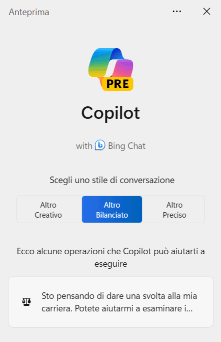Stile conversazione Copilot