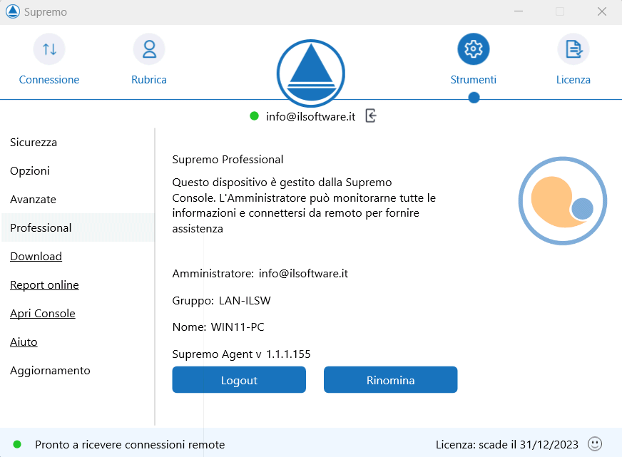 Supremo Professional: accesso remoto non presidiato tramite Console