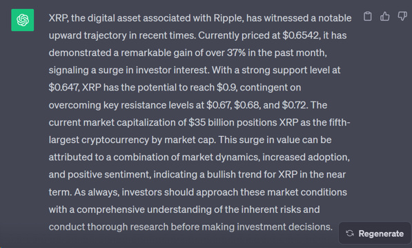 Ripple secondo Chat GPT