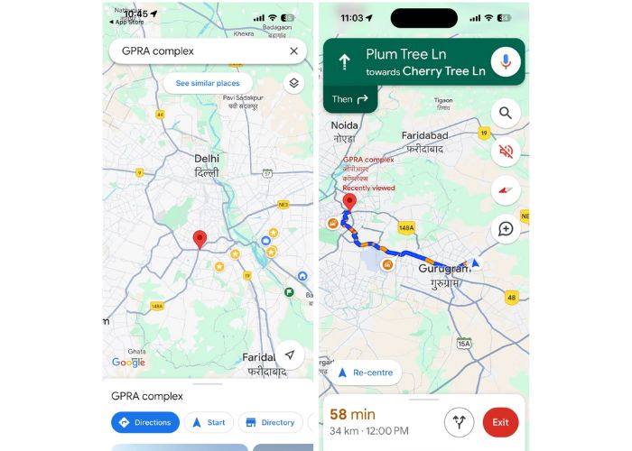 Google Maps screenshot cambio colori