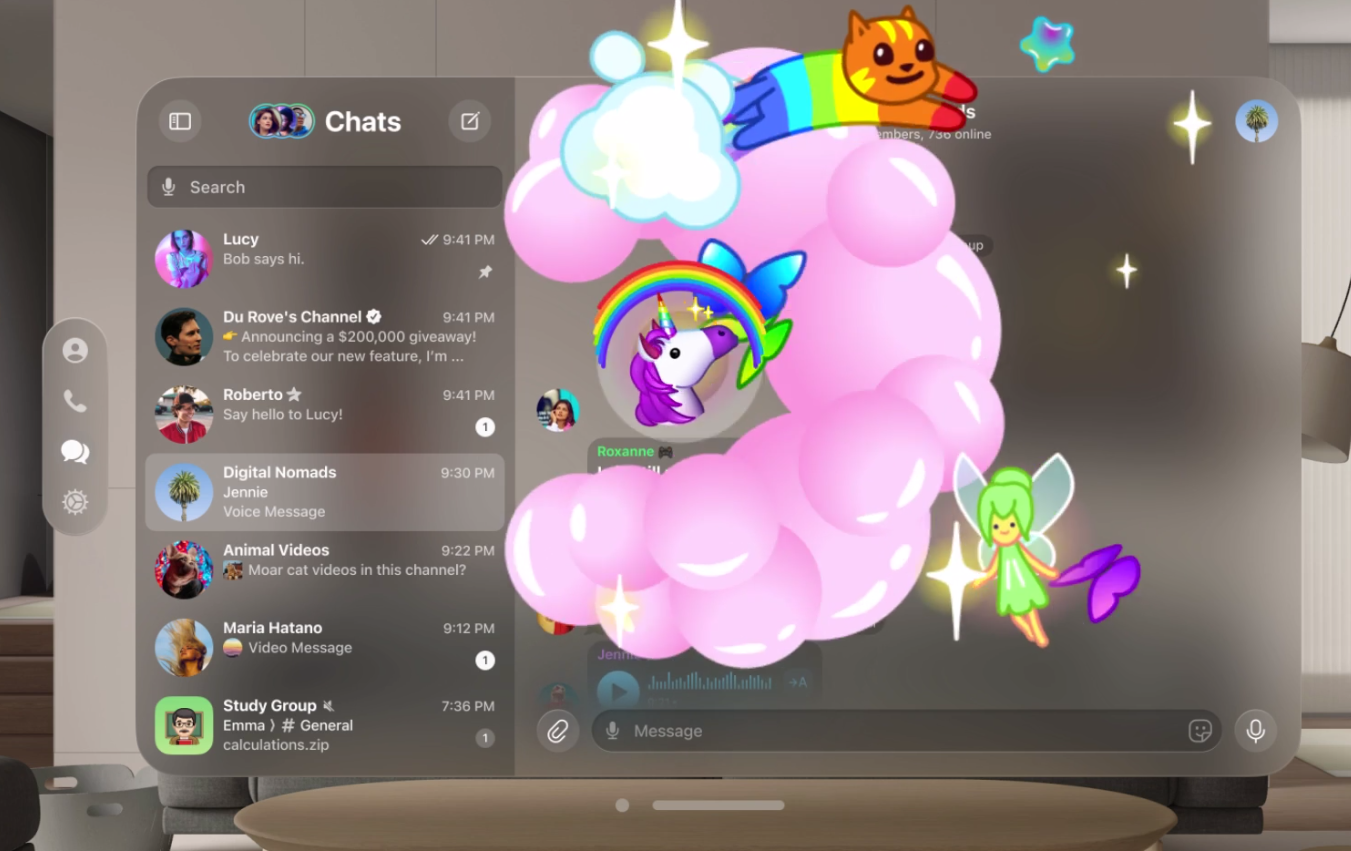 Telegram per Apple Vision Pro - Sticker AR