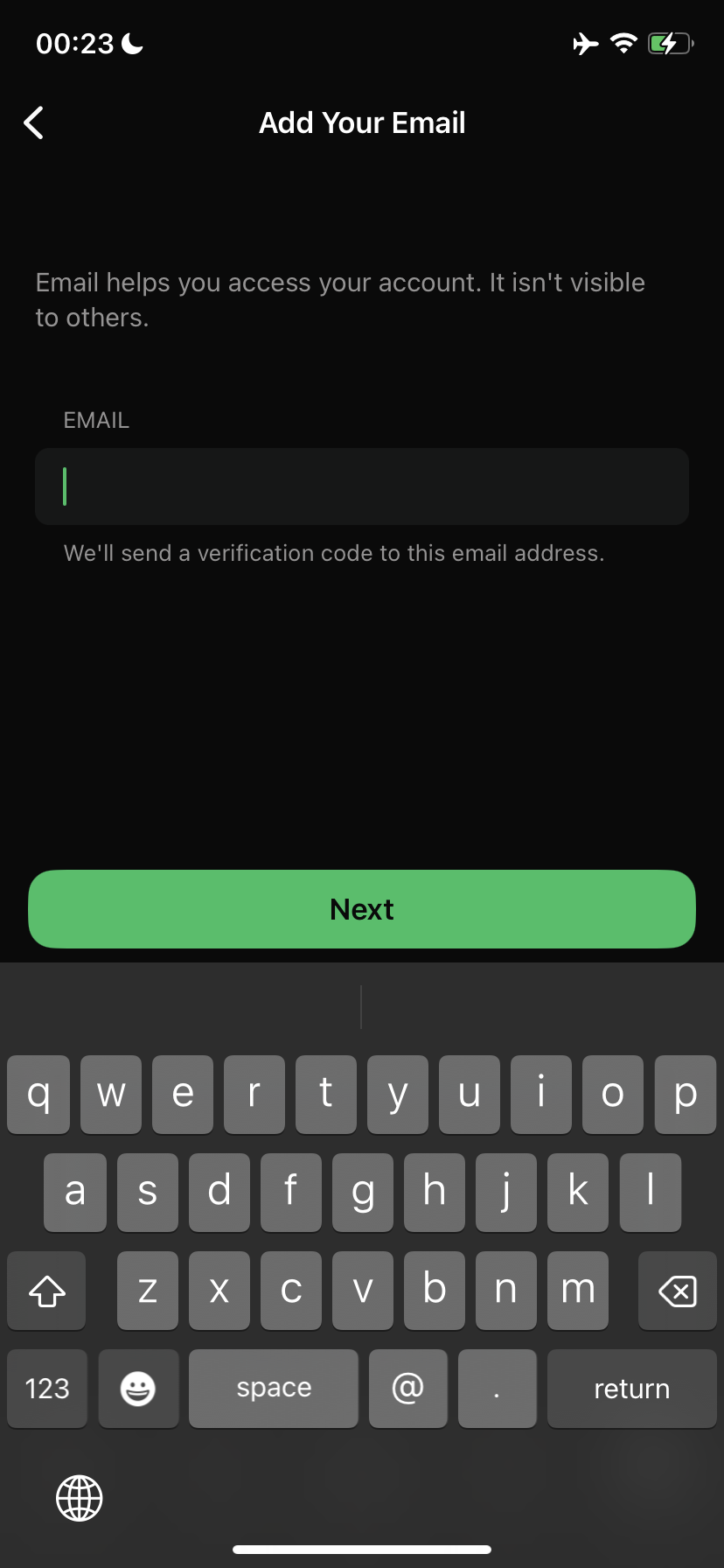 WhatsApp - Indirizzo email per autenticazione