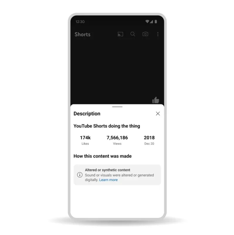 YouTube - Etichetta contenuti AI