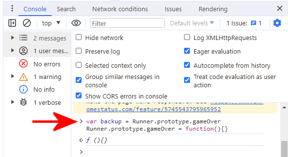 Console debugger Chrome