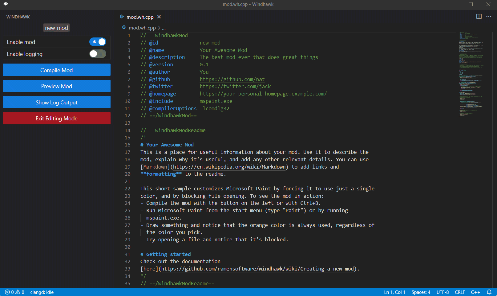 Creare mod con Windhawk e C/C++