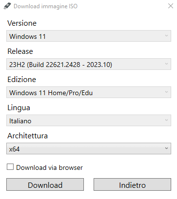 Download immagine ISO Windows 11 Rufus