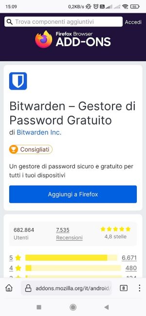 Installazione componenti aggiuntivi Firefox per Android