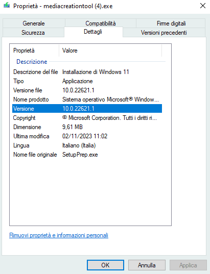 Numero build Windows 11 23H2 Media Creation Tool