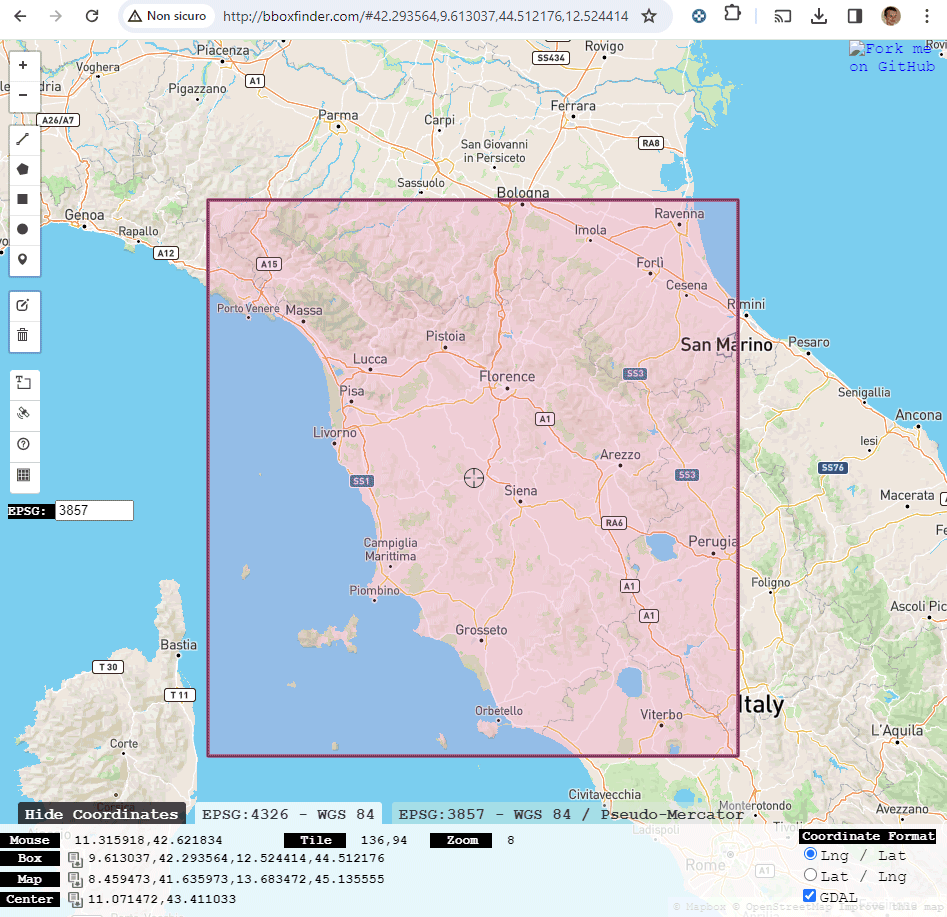 Protomaps, selezione mappa