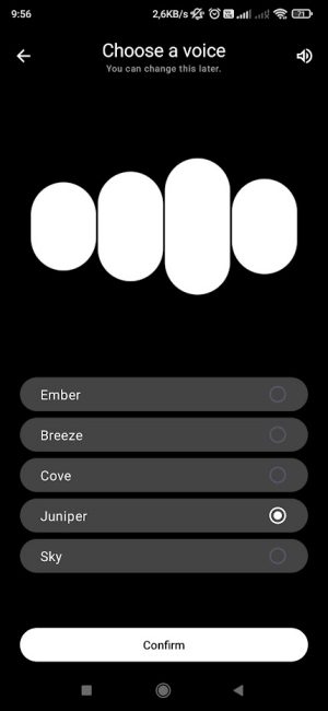 Voce sintetizzata app ChatGPT