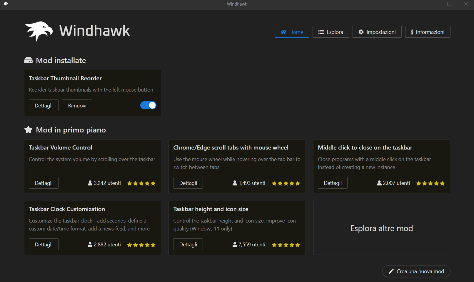 Modificare Windows e programmi con Windhawk