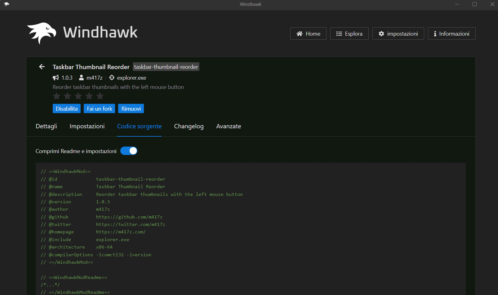 Windhawk, mod applicabili