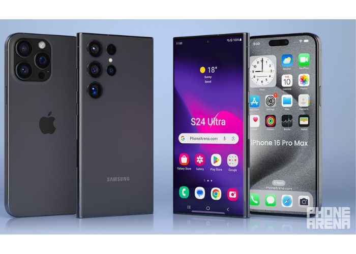 iPhone 16 Pro Max e Samsung Galaxy S24 Ultra confronto immagini render 1 