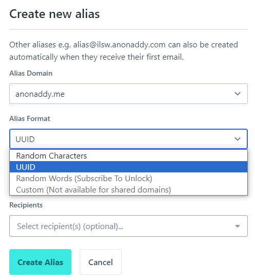 Creare alias per email usa e getta con Addy.io