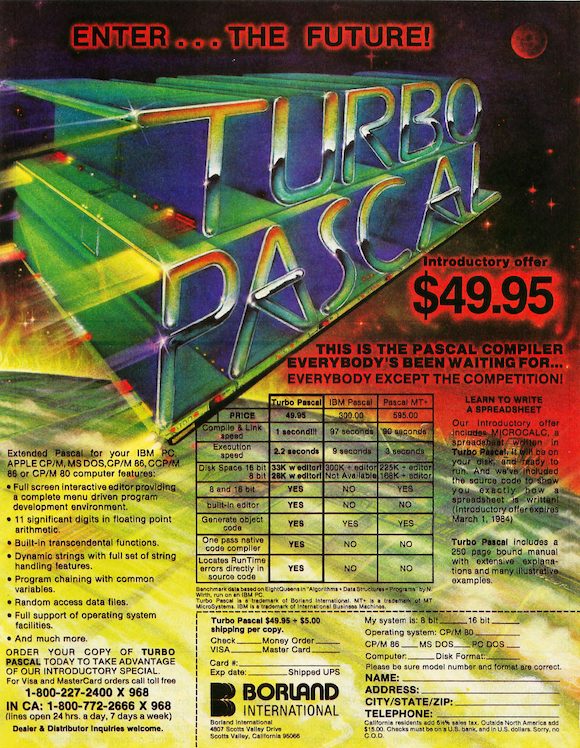 Annuncio Turbo Pascal Borland