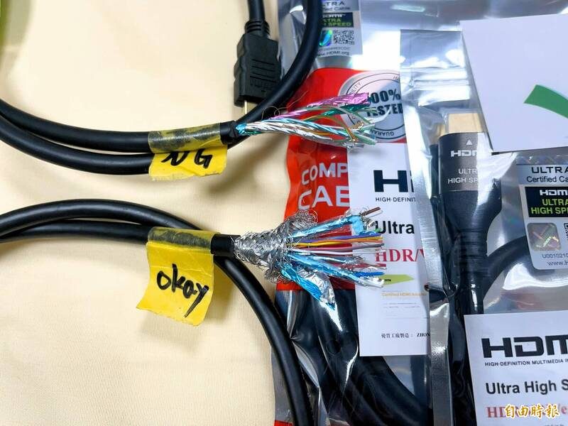 Cavo HDMI contraffatto a confronto con un cavo originale