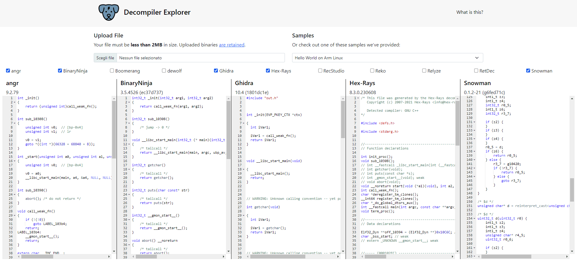 Dogbolt, Decompiler Explorer