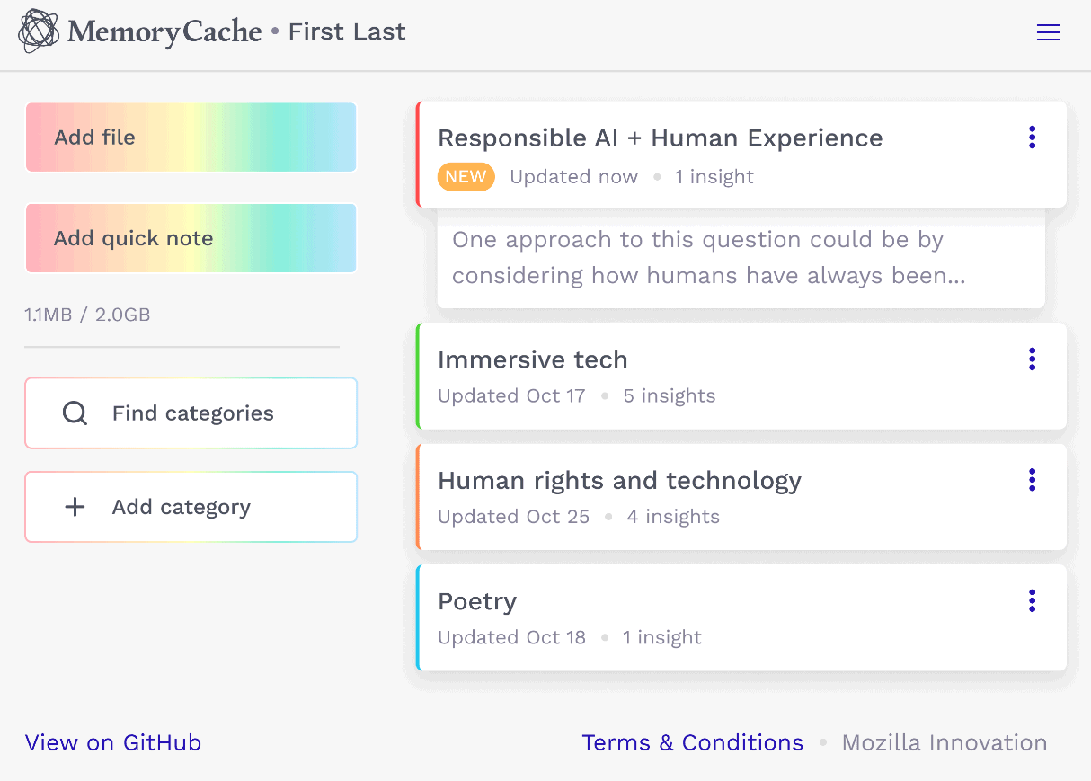 MemoryCache: intelligenza artificiale Mozilla nel browser Web