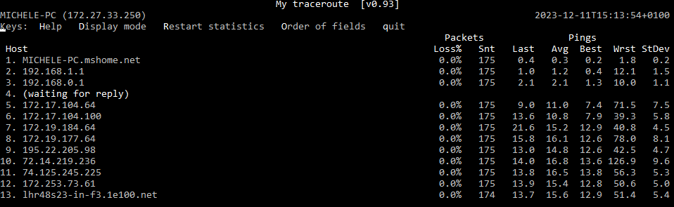 MTR Traceroute Linux