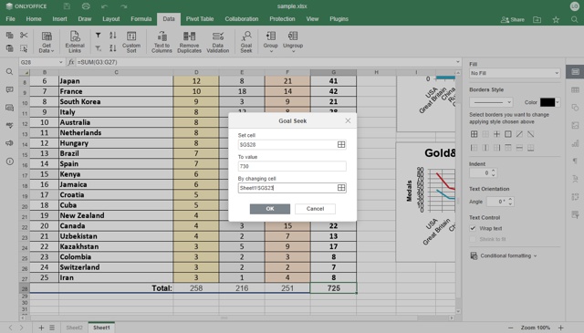 Goal Seak con OnlyOffice Docs 8.0