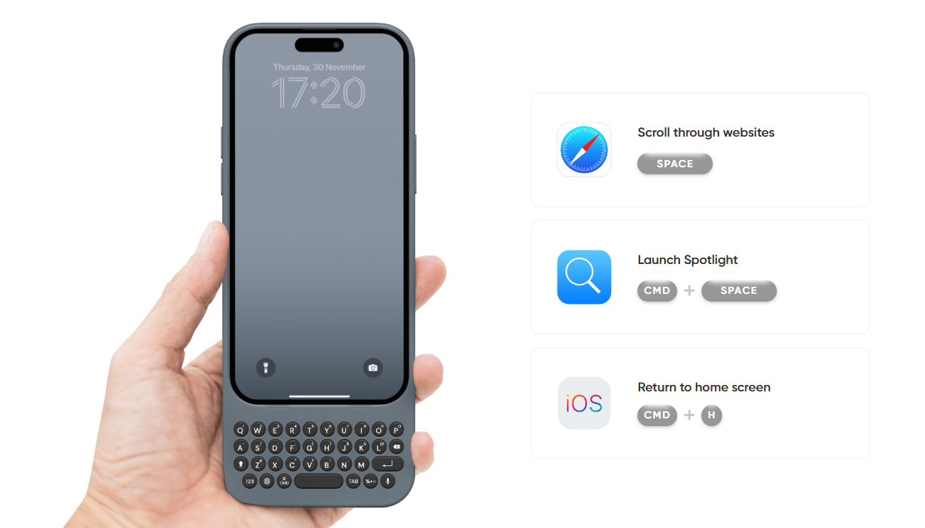 Clicks - Custodia con tastiera per iPhone - Scorciatoie